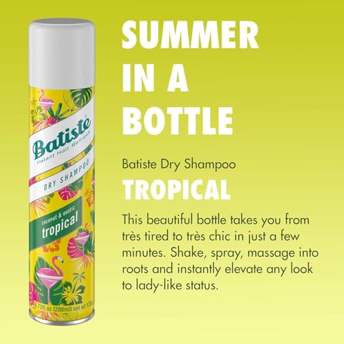 Batiste Tropical Dry Shampoo - 2 Pack, 3.81 OZ Each, Waterless Formula for Clean Hair & Volume