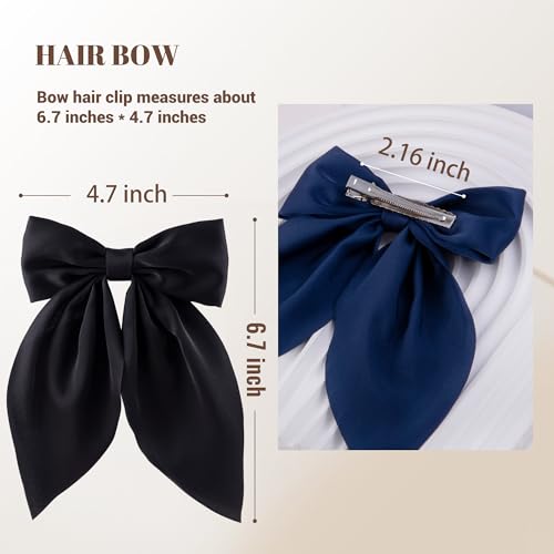 6 Pcs Satin Bow Hair Clips for Women - Alligator Barrettes Set