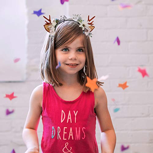 Lurrose Christmas Deer Antler Headband with Floral Pine Cone Decor