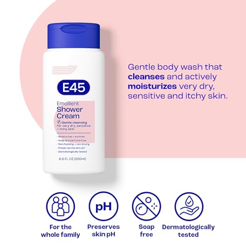 E45 Emollient Shower Cream - Sensitive Skin Body Wash, 6.8 fl oz (Pack of 1)