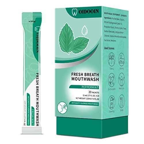 Travel Size Mouthwash Pack of 20 - Fresh Breath, Airport Approved, Mild & Alcohol-Free
