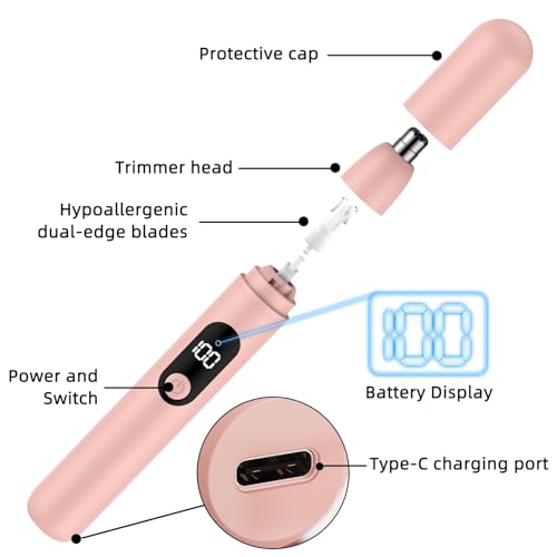 Nose Hair Trimmer Rechargeable Cordless Painless Ear and Eyebrow Trimming Tool-Dual Edge Easy Cleansing for Man Woman to