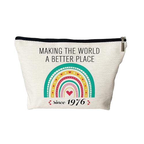50th Birthday Makeup Bag - Rainbow 1976 Waterproof Cosmetic Travel Pouch