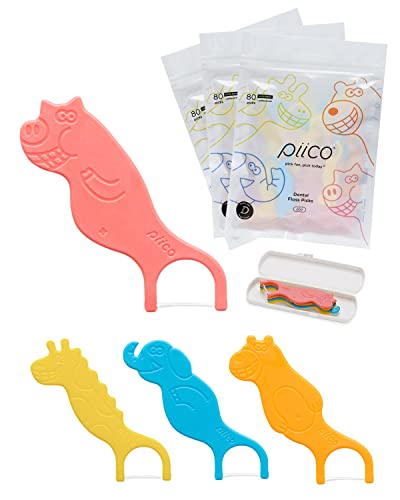 Piico Kids Dental Floss Picks - Zoo Jumpstart 240 Count