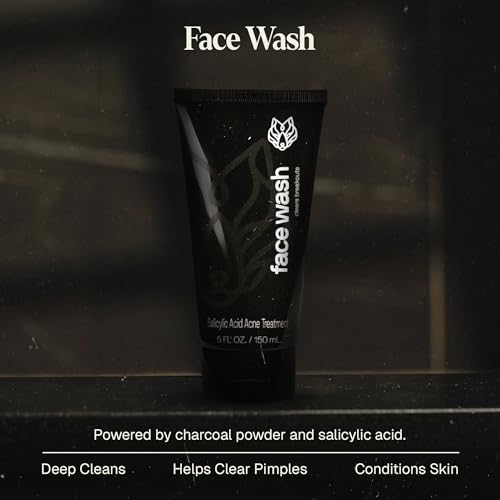 Black Wolf Charcoal Acne Face Wash for Men - Salicylic Acid Cleanser (5 fl oz)