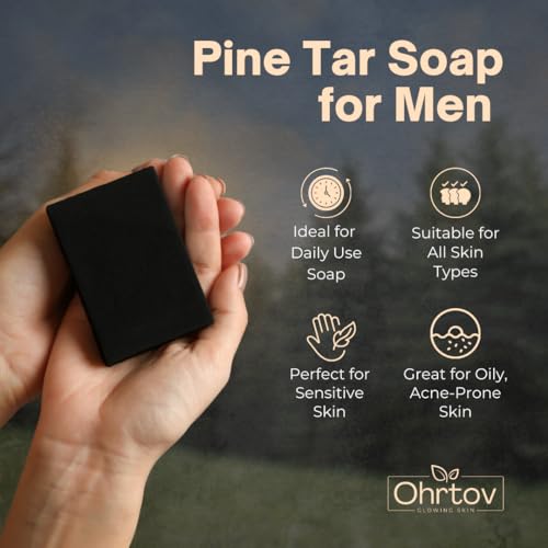 Natural Pine Tar Soap Bar for Men & Women – Acne & Eczema Relief