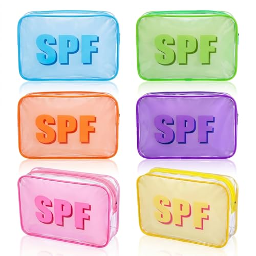 Reginary 6 Pcs SPF Clear Cosmetic Bags - Waterproof Travel Toiletry Organizers