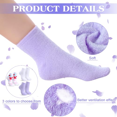 Tarpop Aloe Socks Women Moisturizing Gel Sleep Socks Floral Purple 3 Pairs