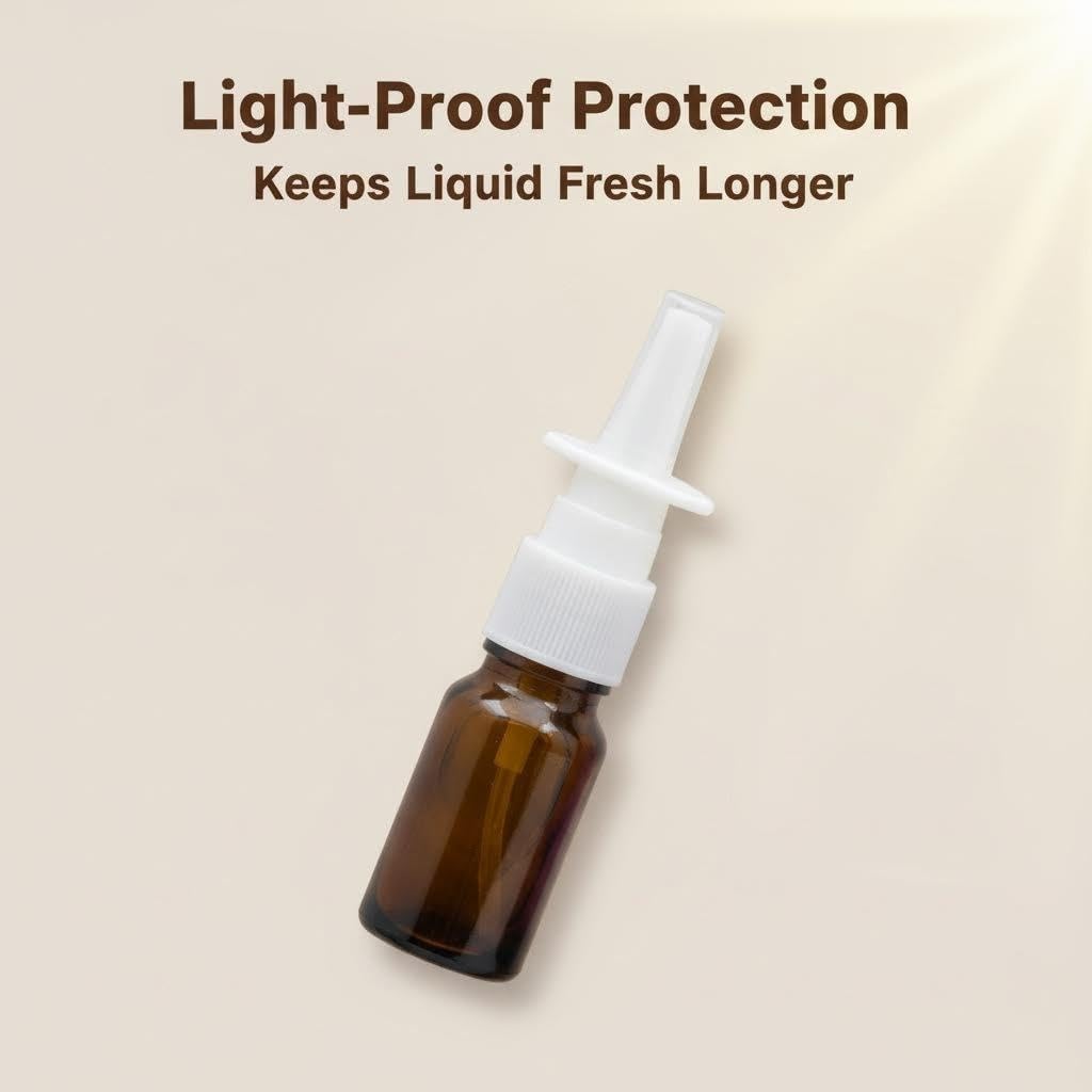 4PCS 10ML/0.34 Ounce Empty Brown Glass Spray Nasal Bottle Container