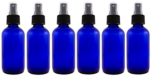 GreenHealth 4 fl oz Cobalt Blue Glass Spray Bottles with Black Dispensers — Pack of 6