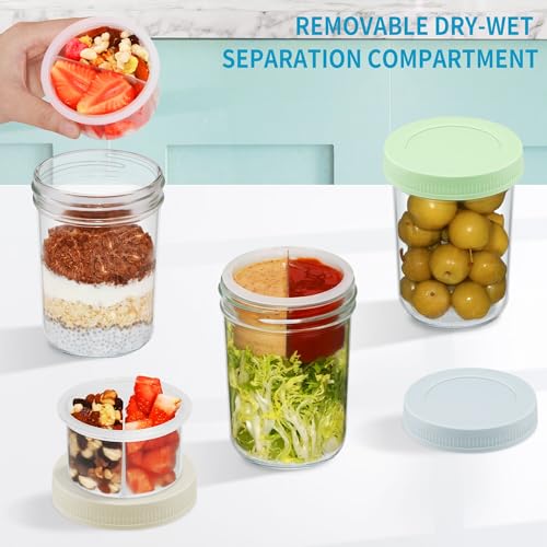 Xyptorix 16 oz Glass Overnight Oats Jars with Airtight Lids - 2 Pack