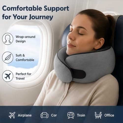 Ergonomic Travel Neck Pillow - Memory Foam Support for Flights