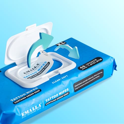 Yuelong Green Soap Tattoo Wipes XL 96 Count - Instant Ink Residue Removal & Aftercare