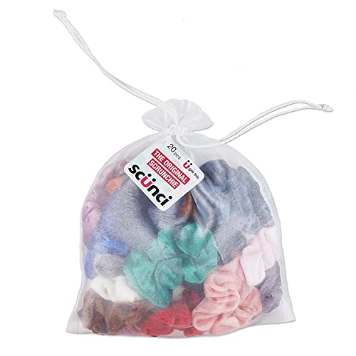 Conair Scunci Velvet Hair Scrunchies - 20 Count, No-Damage Ponytail Holders