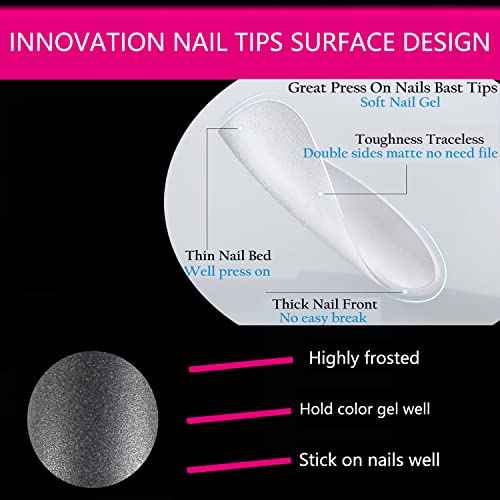 UNA GELLA XXL Clear Long Square Gel Fake Nails - 120pcs Press-On Tips