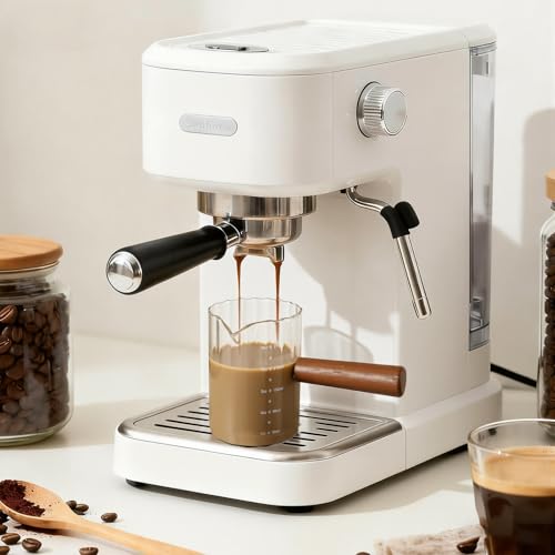 9 Oz Espresso Measuring Cup with Wood Handle - Glass Milk Frother