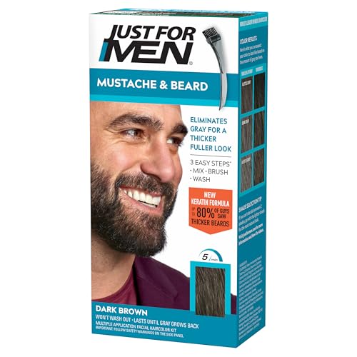 Just For Men Mustache & Beard Dye, Dark Brown M-45 with Keratin
