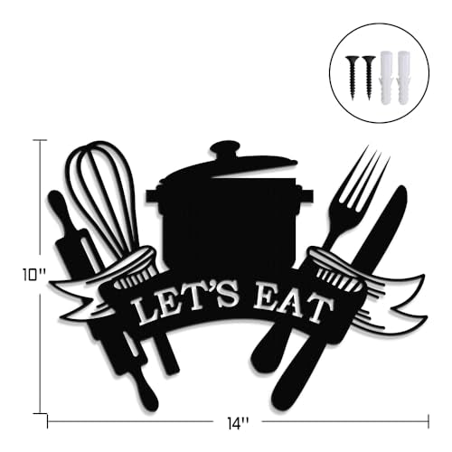 Vintage Farmhouse Let's Eat Metal Wall Art Sign for Kitchen
