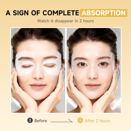 PDRN Under Eye Patches - 4 Pairs, 6-in-1 Korean Eye Mask with Caffeine, Kojic Acid & Retinol
