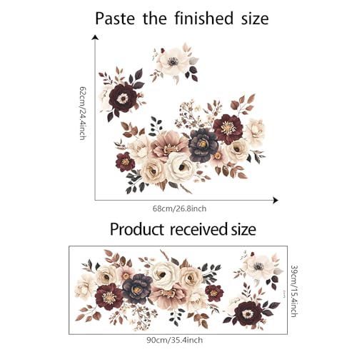 Removable Peony Rose Flower Wall Stickers for Home Decor