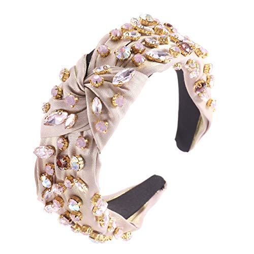 Crystal Velvet Knotted Headband with Rhinestones for Women