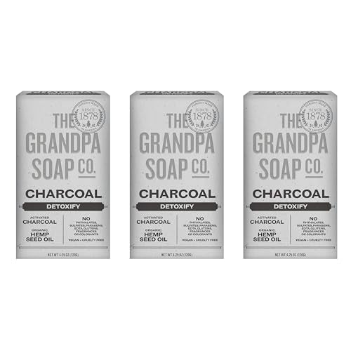 Grandpa's Charcoal Bar Soap with Hemp & Mint - Detoxifying Face & Body Wash