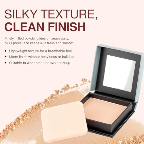 Palladio Pressed Rice Powder - Natural Oil-Absorbing Face Makeup, 0.26 oz