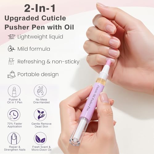 2-in-1 Ceramic Cuticle Oil Pusher Pen for Nail Care - 2ml
