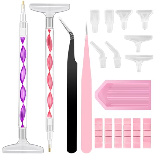 Rhinestone Art Tools Kit with Dual-Ended Wax Pens, Tweezers & Tips for Nail Art & Diamond Painting