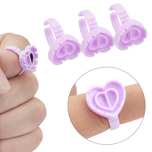Purple 300 PCS Smart Lash Glue Rings with Spill-Proof Design for Eyelash Extensions