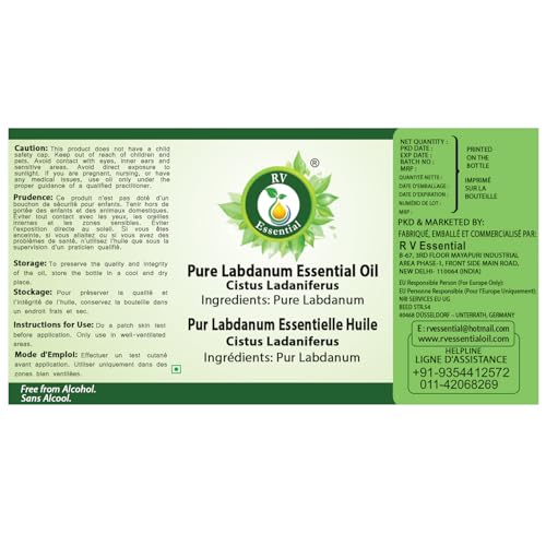 Labdanum Essential Oil 50ml (1.69oz) - Pure Cistus Ladaniferus, Pack of 1