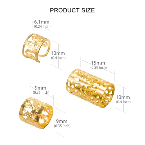 Gold Hair Braids Dreadlock Non-Piercing Ear Clip Beard Cuffs