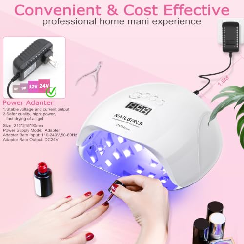 NAILGIRLS 220W UV LED Nail Lamp with Cream Variation, 42 LEDs, 4 Timers, Auto Sensor