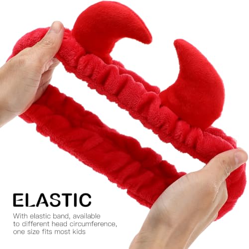 Beaupretty 2 Pack Devil Horns Facial Headbands for Face Wash & Makeup - Soft Elastic Hair Band