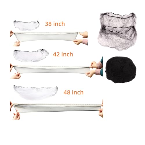 32 Inch Large Black Elastic Hair Nets - 100 Pcs Invisible Mesh