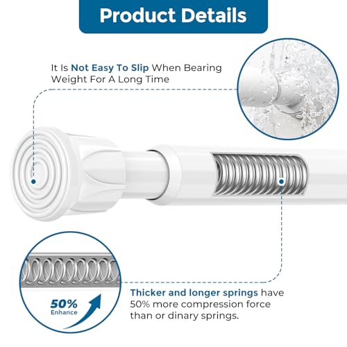 Adjustable Spring Tension Curtain Rod - 28 to 48 Inches, 2-Pack