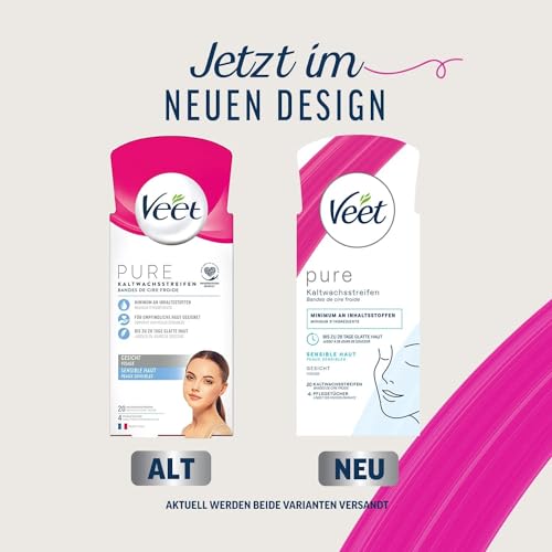 Veet Face Wax Strips for Sensitive Skin - 20 Ready-to-Use Strips