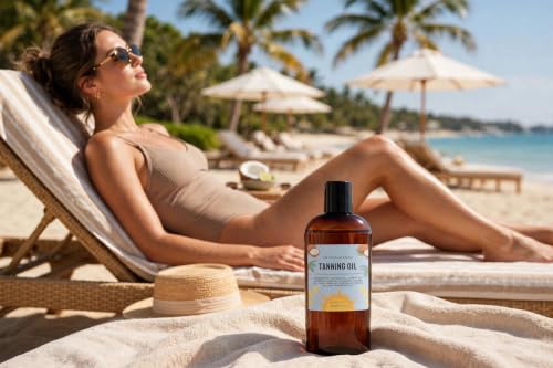 Natural Carrot Tanning Oil for Deep Golden Glow, Hydrating Sun Protection 3.5oz