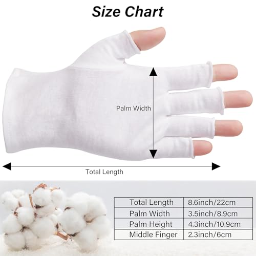 CHELIZIHI Fingerless Cotton Moisturizing Gloves for Dry Hands, 4 Pairs