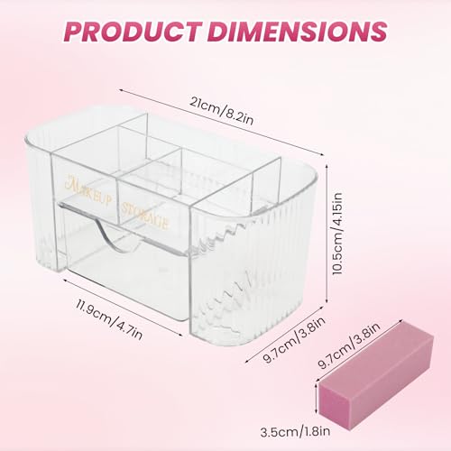BQAN Clear Acrylic Nail Organizer with Drawer – 6-Compartment Beauty/Tool Storage
