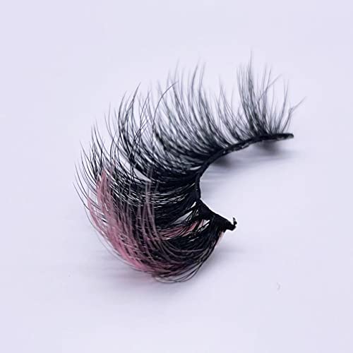 Pink-18mm Miss Kiss Black and Pink Faux Mink Lashes, Reusable, No Glitter