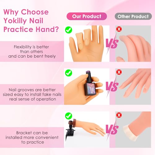 Yokilly Nude Bendable Practice Hand for Acrylic Nails