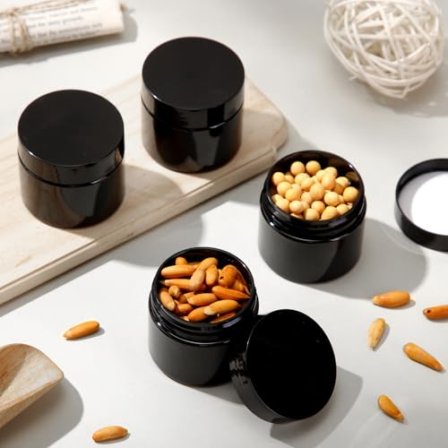 SATINIOR 36 Pack 2 oz Black Plastic Jars with Lids - Airtight Cosmetic Storage Containers