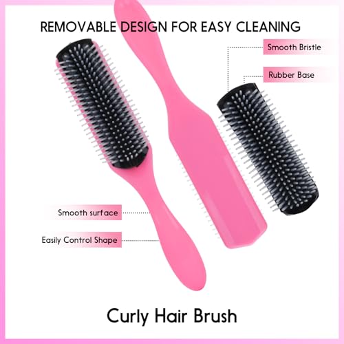Olportkah 6-Piece Pink Hair Brush Set with Detangling Brush & Spray Bottle
