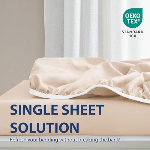 Twin Fitted Sheet - Luxury Soft Microfiber, 14" Deep Pocket, Wrinkle & Fade Resistant, Cream