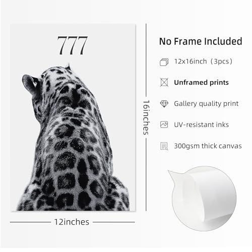 Trendy Leopard Wall Art Prints Set of 3 - 12x16 Inches Unframed