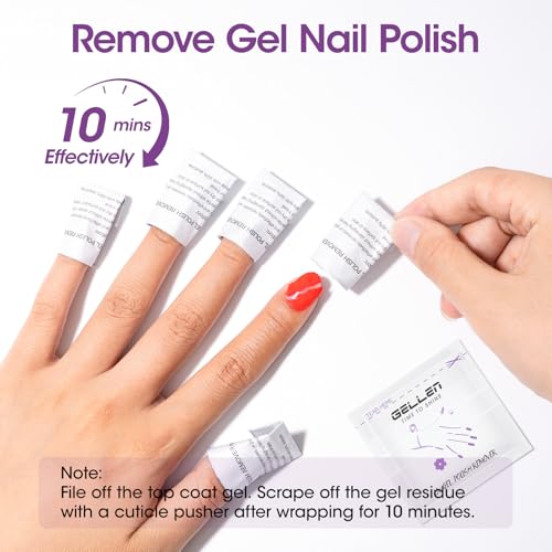 GELLEN 400PCS Acetone Gel Polish Remover Pads - Individually Wrapped, Fast & Gentle Nail Polish Removal