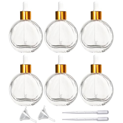 Clear 2 oz Glass Dropper Bottles - 6 Pack with Eye Droppers