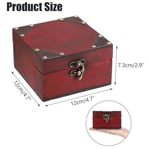 Vintage Red Wooden Jewelry Treasure Chest Box – ELLDOO