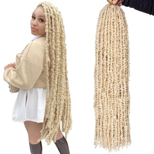 ZRQ 30 Inch Butterfly Locs Crochet Hair - Pre-Looped Blonde Braids